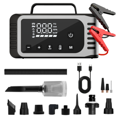 8-in-1 Multifunctional Jump Starter with Built-In Air Hose | with Vacuum & Inflator from Jump Starter End-to-End Production Factory